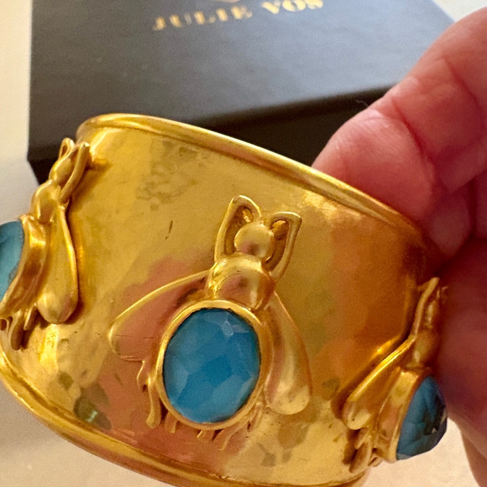 Julie Vos Gold Cuff with Blue Accents